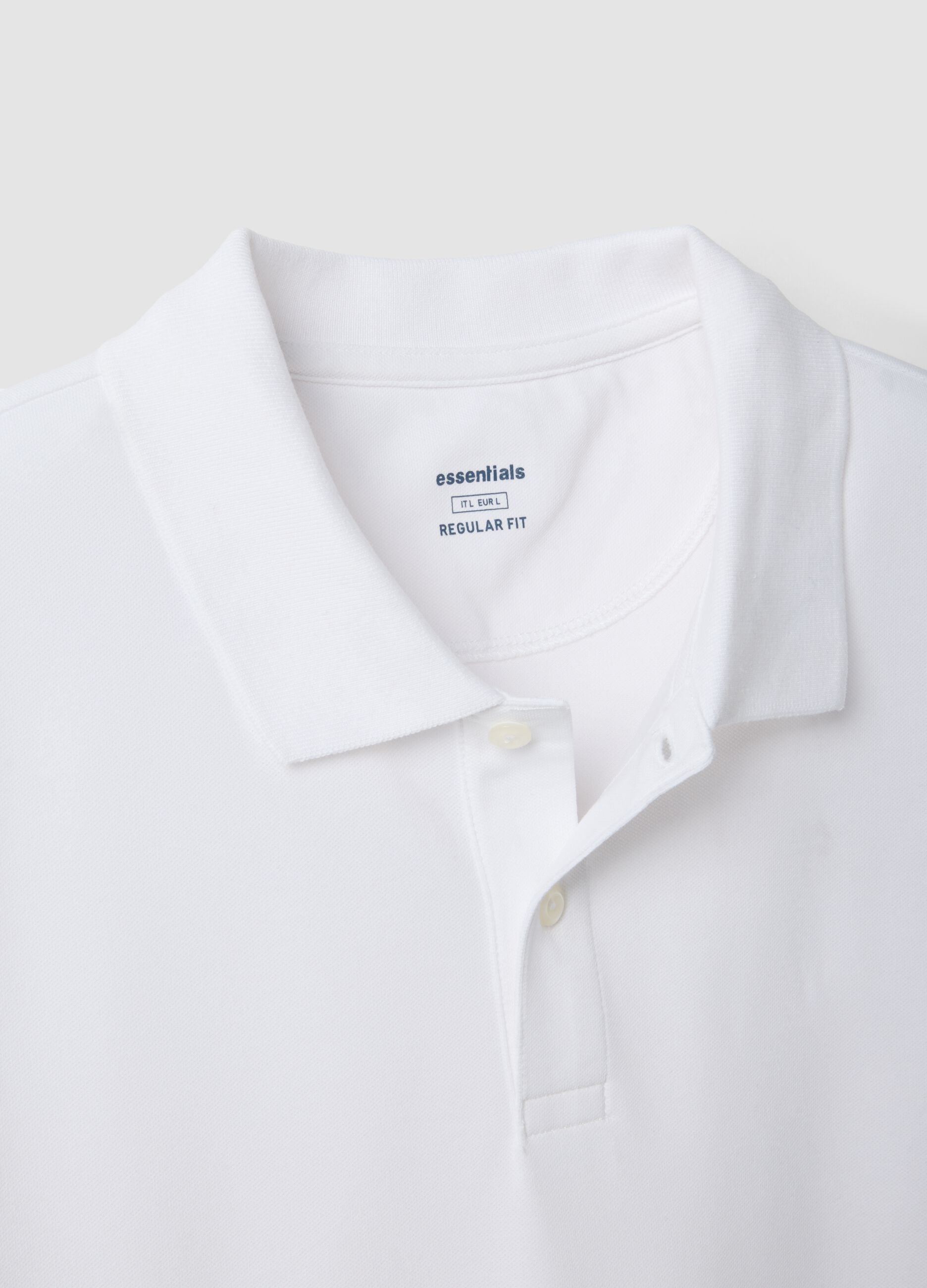 White stretch cotton-blend polo regular fit