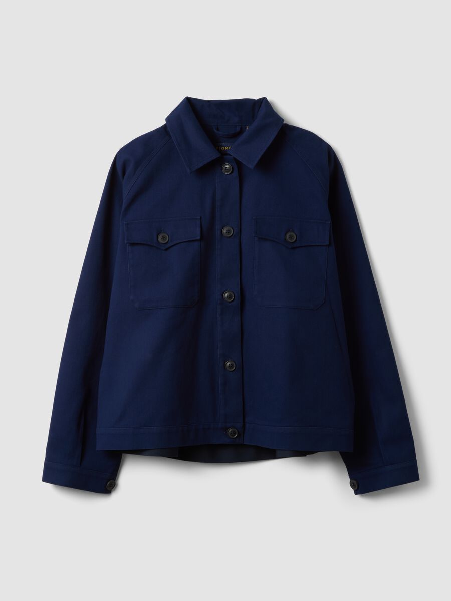 Blue pure cotton regular-fit shacket_4