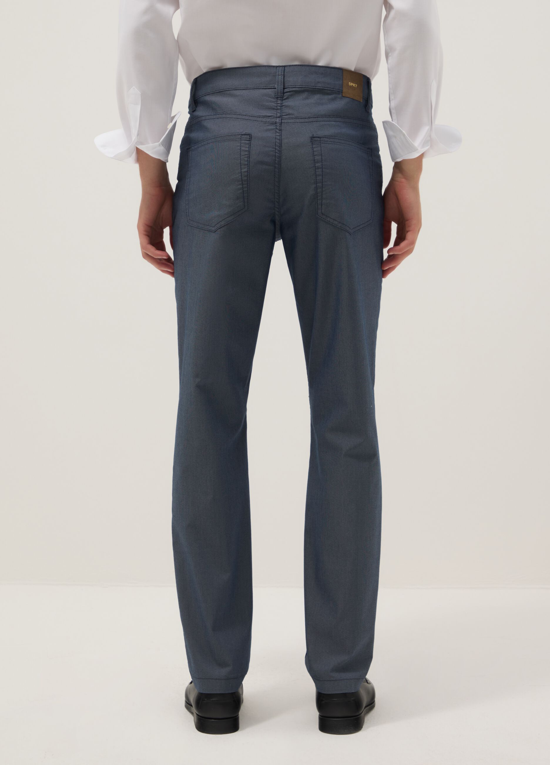 Slim fit blue stretch cotton blend chino trousers
