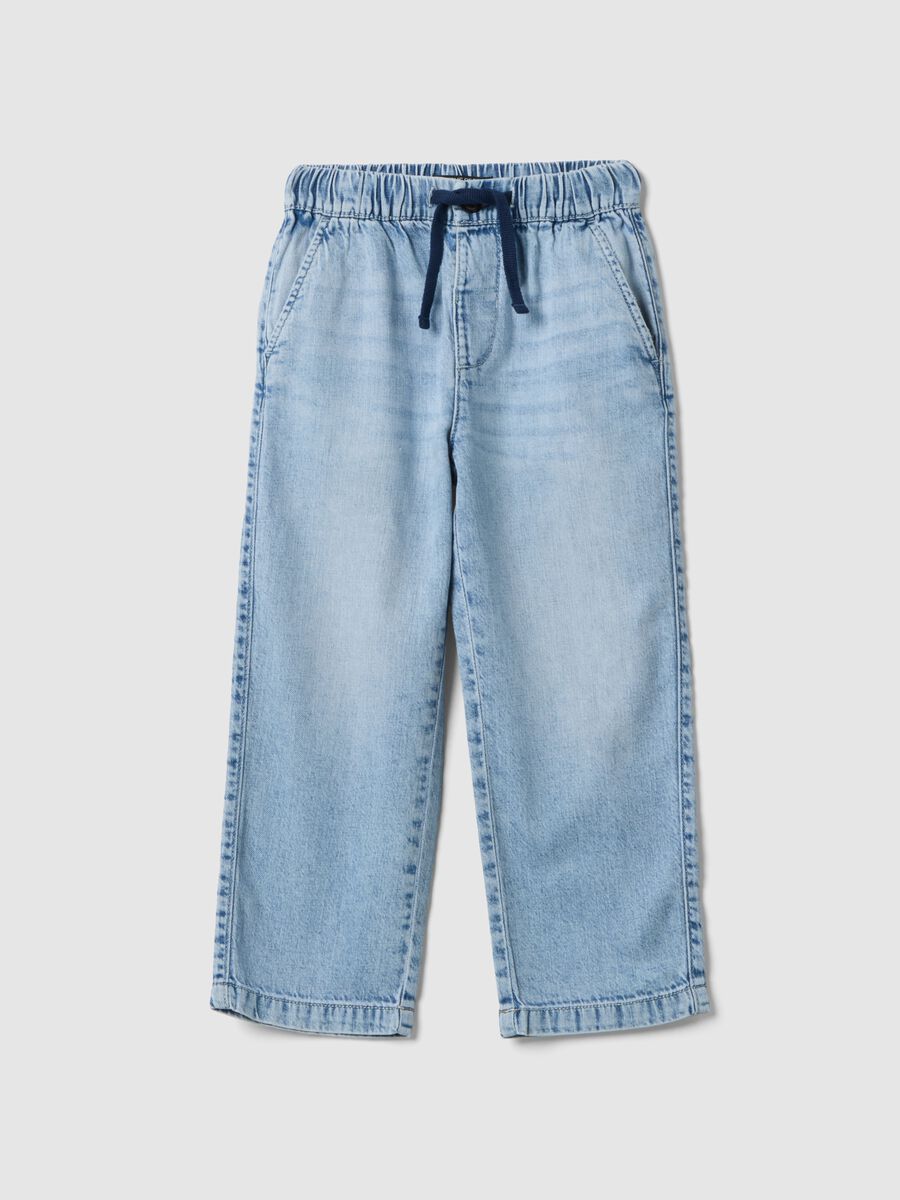 Children's regular fit light blue denim cotton mix jeans_0