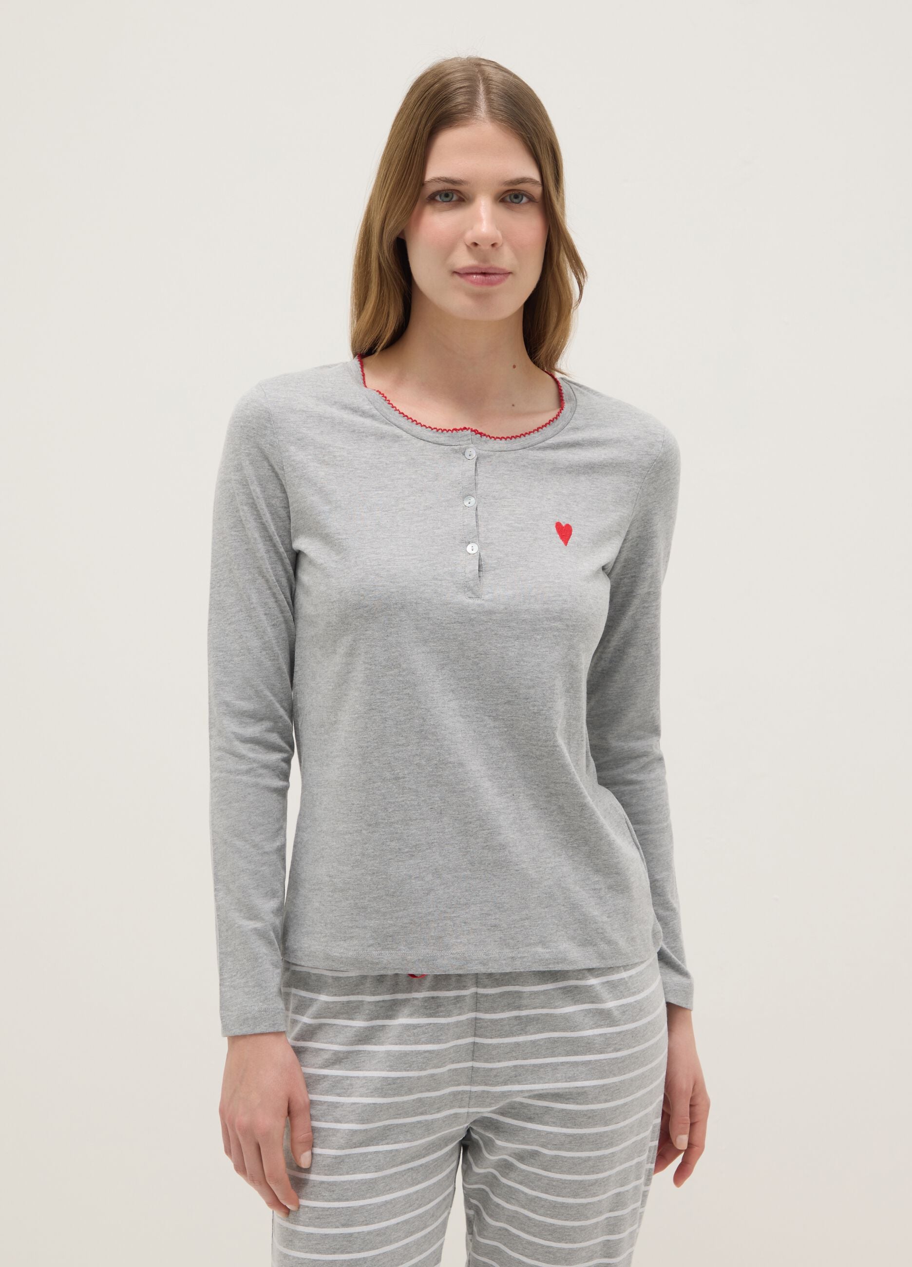 Grey cotton blend pyjamas regular fit