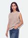 Beige stretch wool crew-neck gilet with oversized fit_0