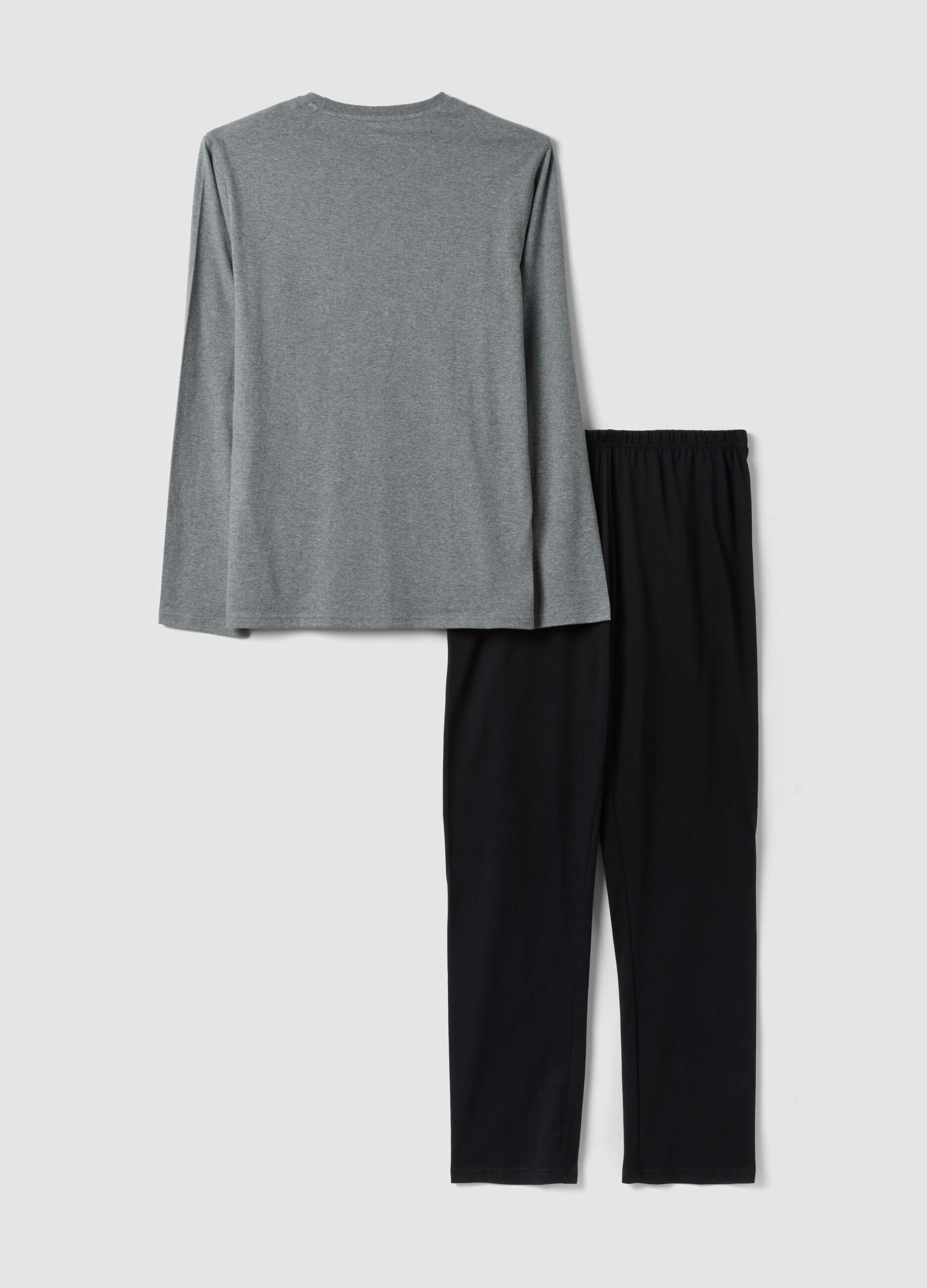 Grey organic cotton pyjamas with long-sleeved top
