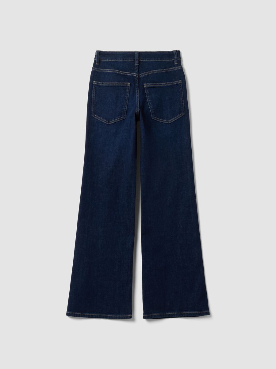 Blue stretch cotton wide-leg jeans_6