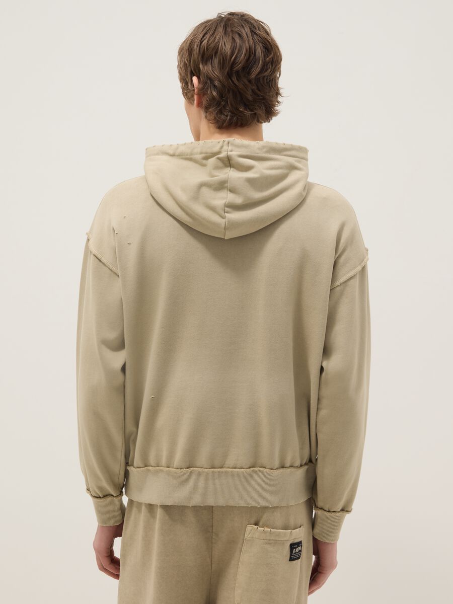 Oversized fit beige cotton blend hoodie_3