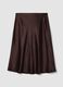 Brown satin midi skirt in stretch fabric_4
