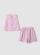 Pink stretch-fabric top and shorts set for girls_1