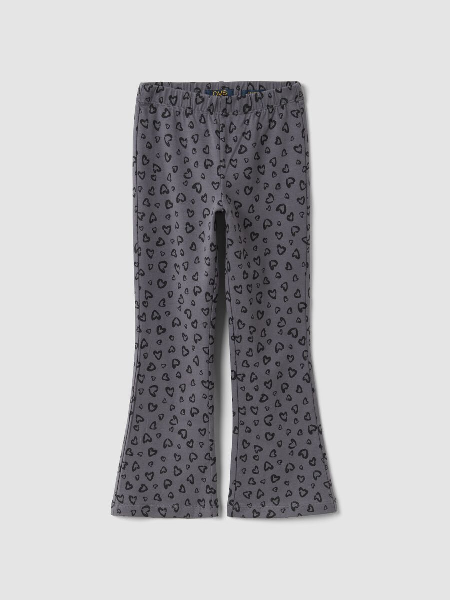 Girls&rsquo; grey skinny organic cotton leggings with heart print_0