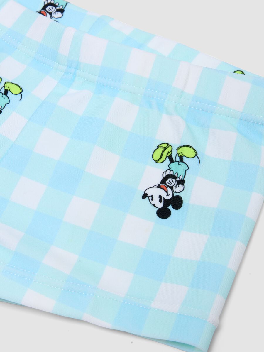 Costume slip a quadri bianco e azzurro da neonato con Topolino_3