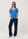 Blue stretch viscose V-neck T-shirt_1