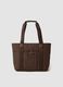 Brown shopper bag with gathered external pocket_0
