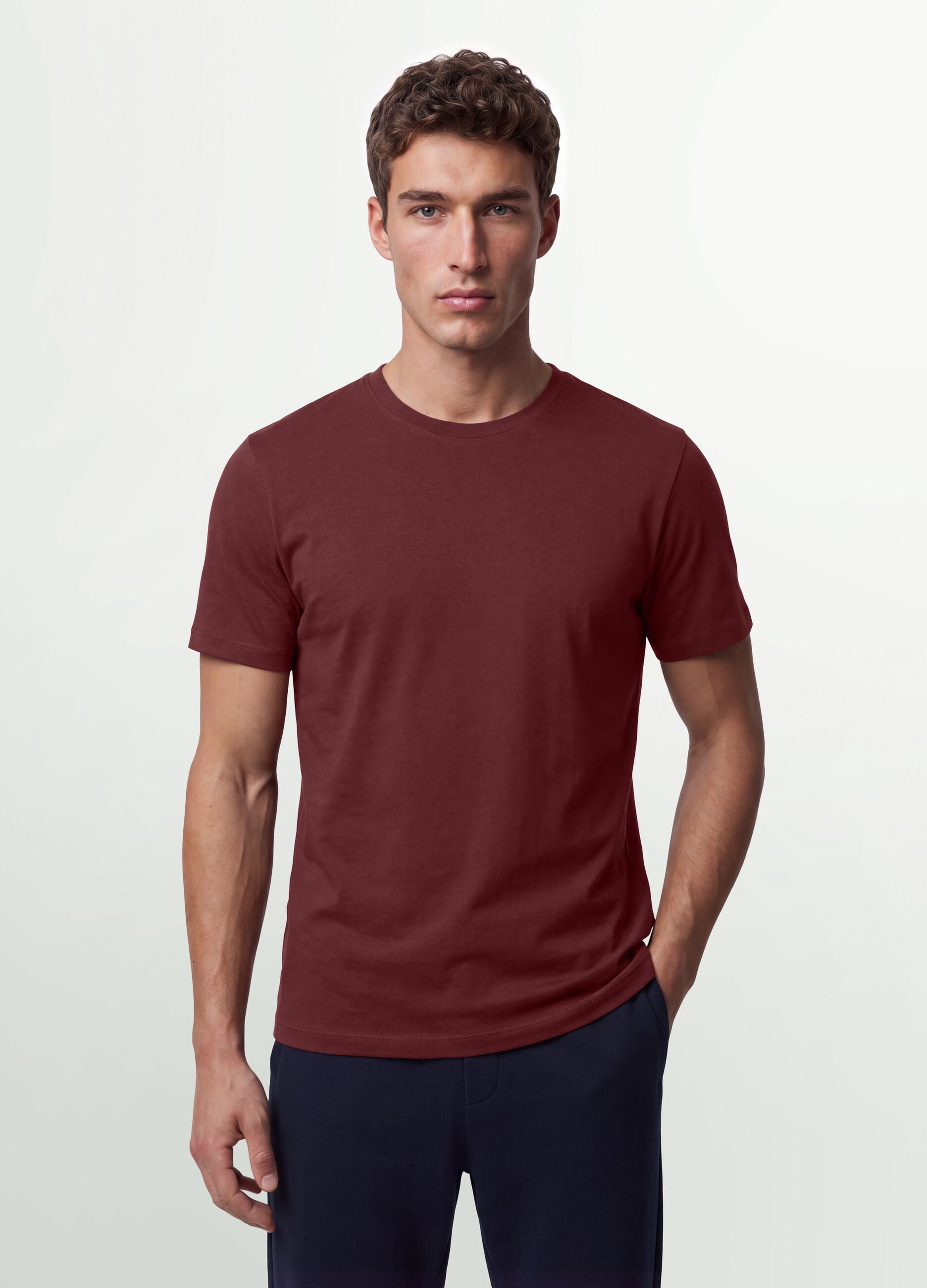 Red pure organic cotton jersey T-shirt, regular fit