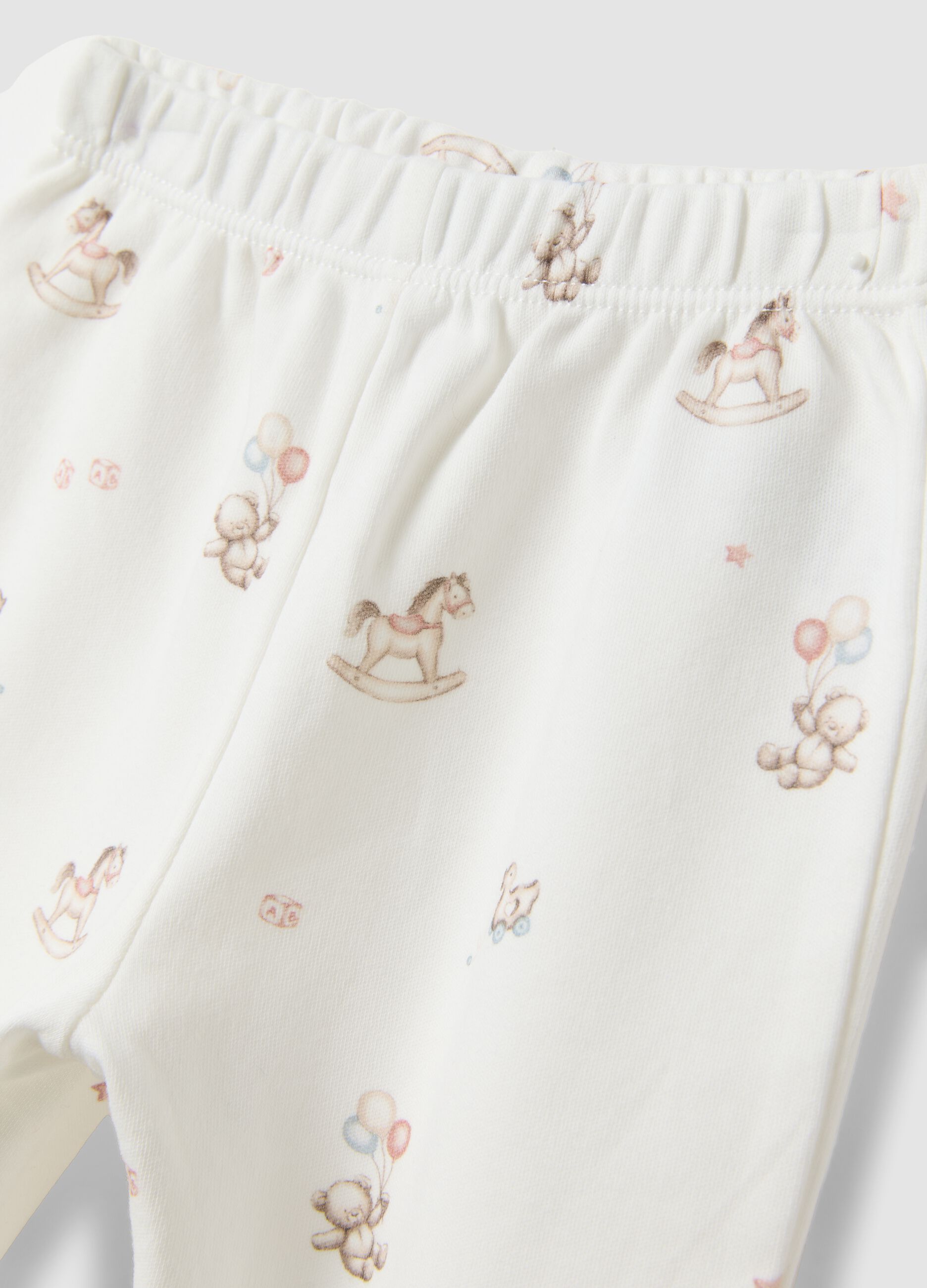 Bipack di leggings rosa e bianco in cotone organico con piedini