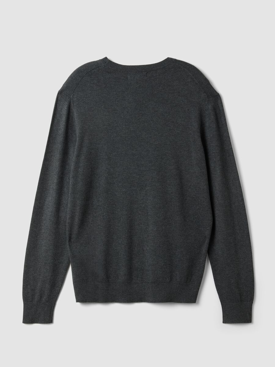 Grey crew-neck viscose-blend jumper, regular fit_1