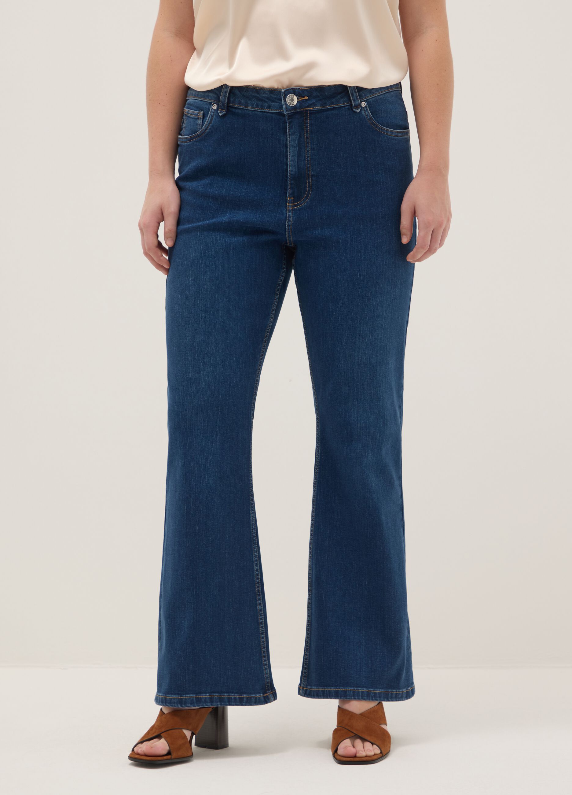 Blue stretch cotton flare jeans