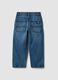Blue pure cotton jeans with patch pockets, loose fit for boys_1