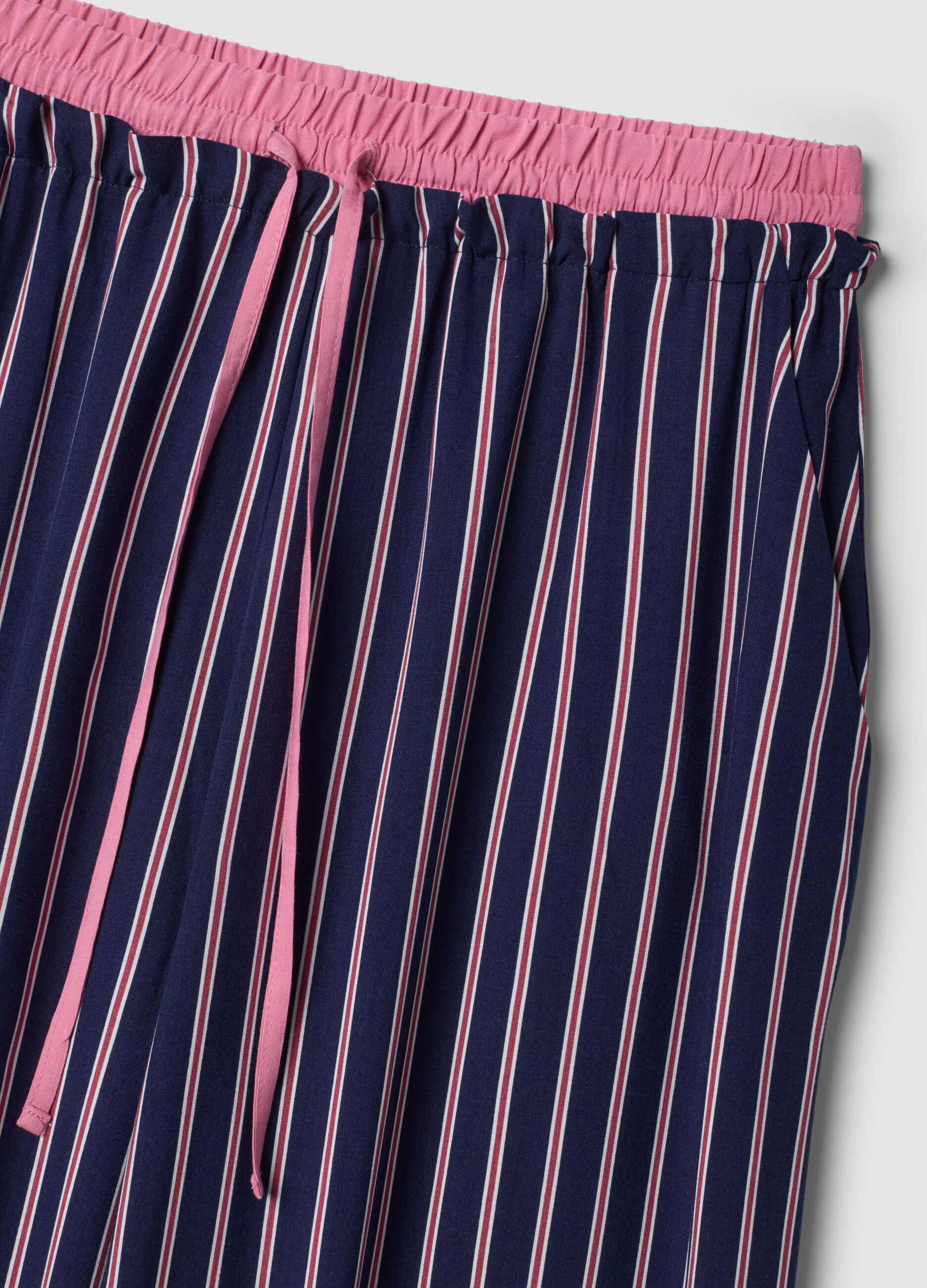Blue striped pure viscose pyjama trousers