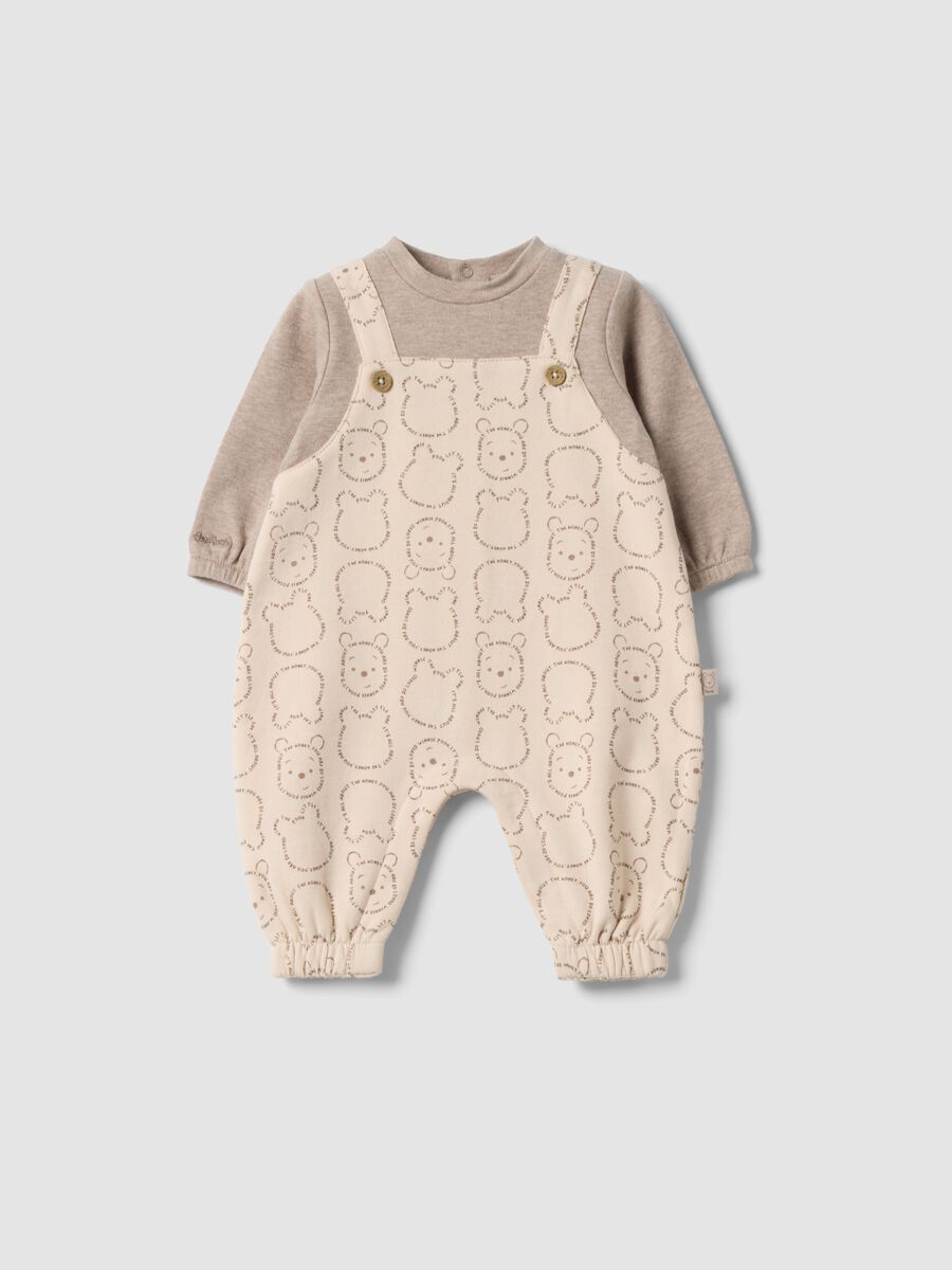 Tutina grigia in puro cotone organico con stampa Winnie The Pooh_0