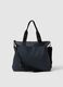 Blue shopper bag with multiple compartments and adjustable shoulder strap_0