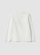 White long-sleeve crew-neck T-shirt in stretchy organic cotton_1