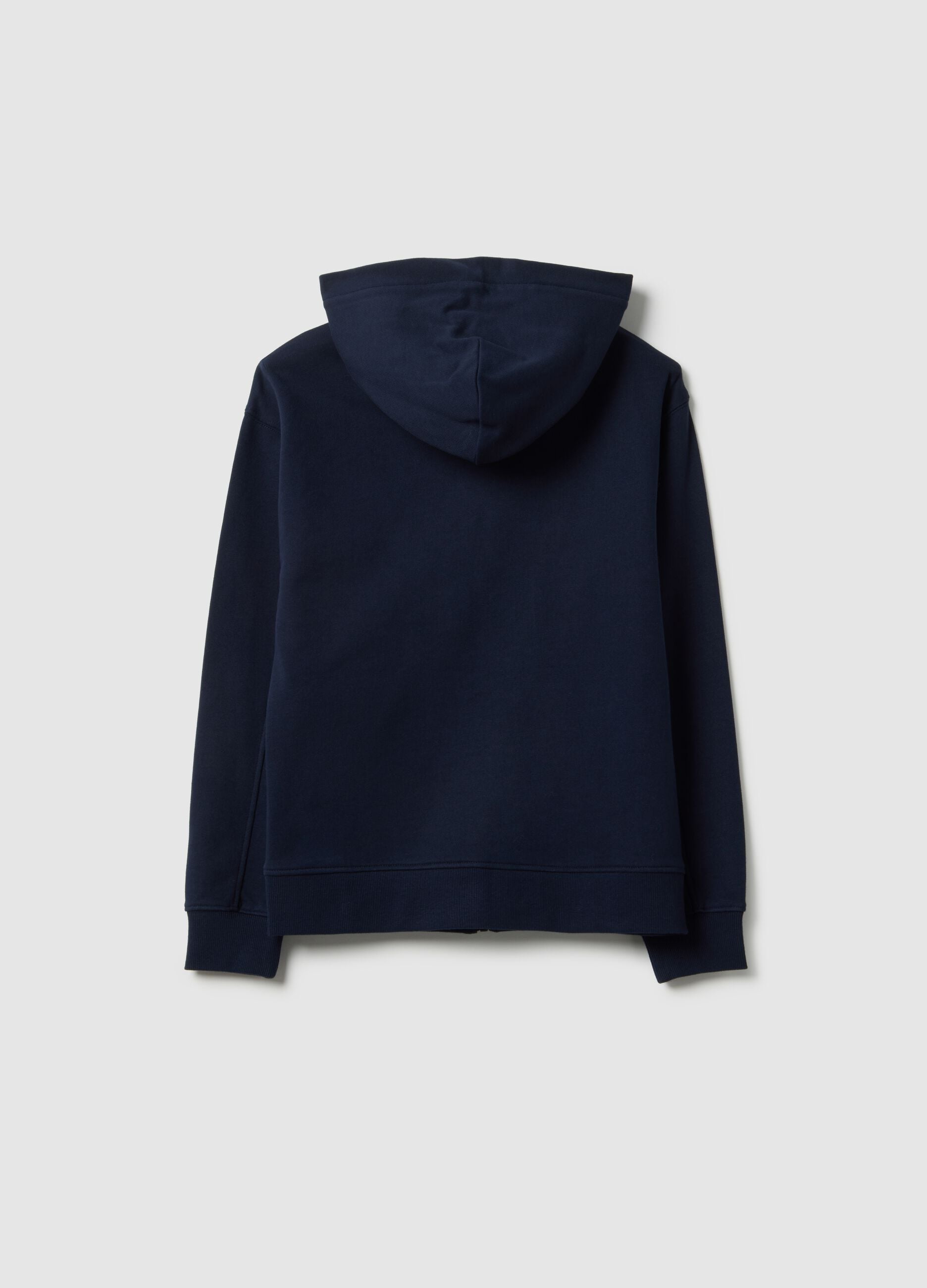 Boy's blue hoodie in pure cotton with oversized fit and zip