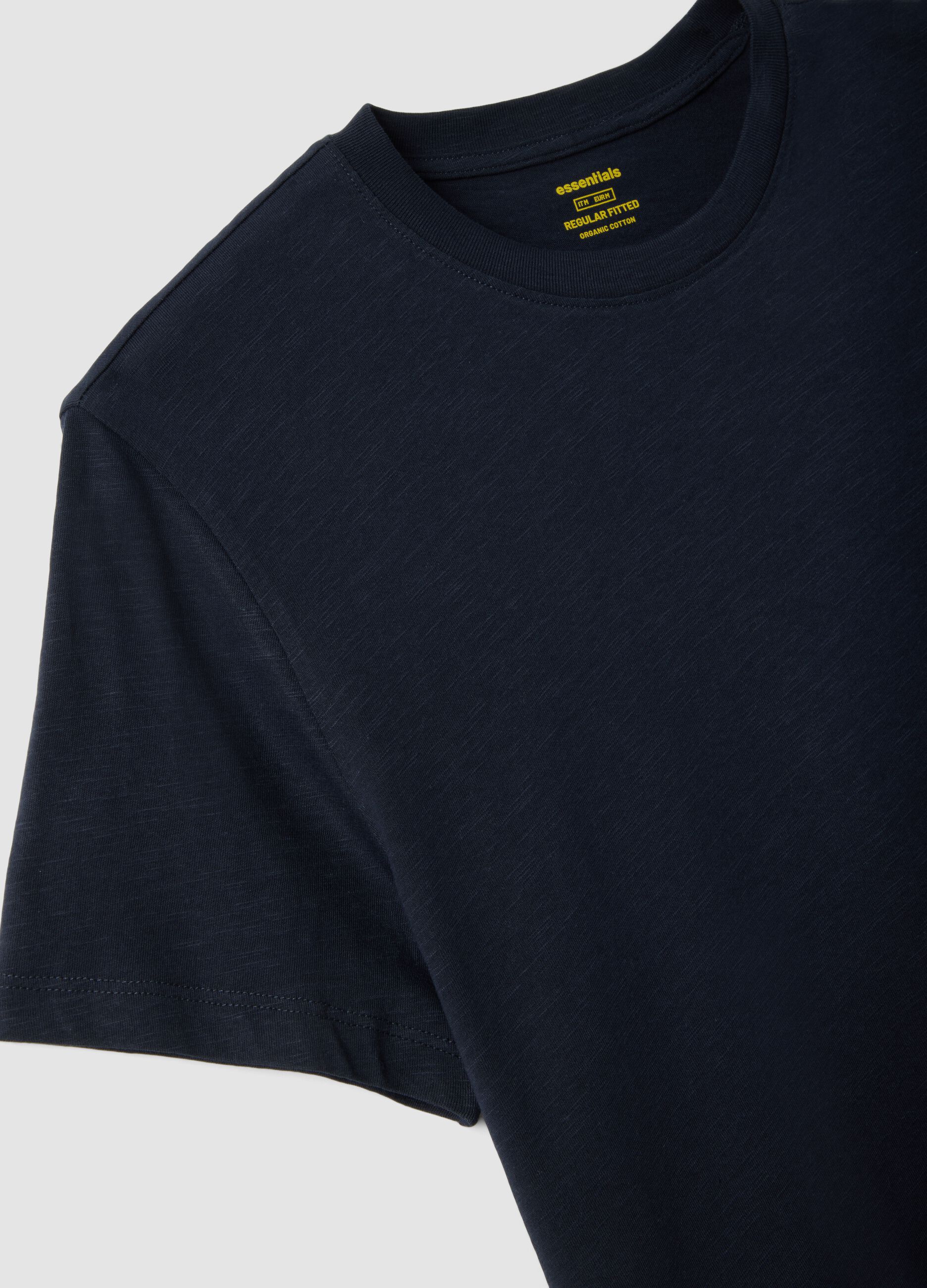 Short sleeve pure cotton blue regular fit T-shirt