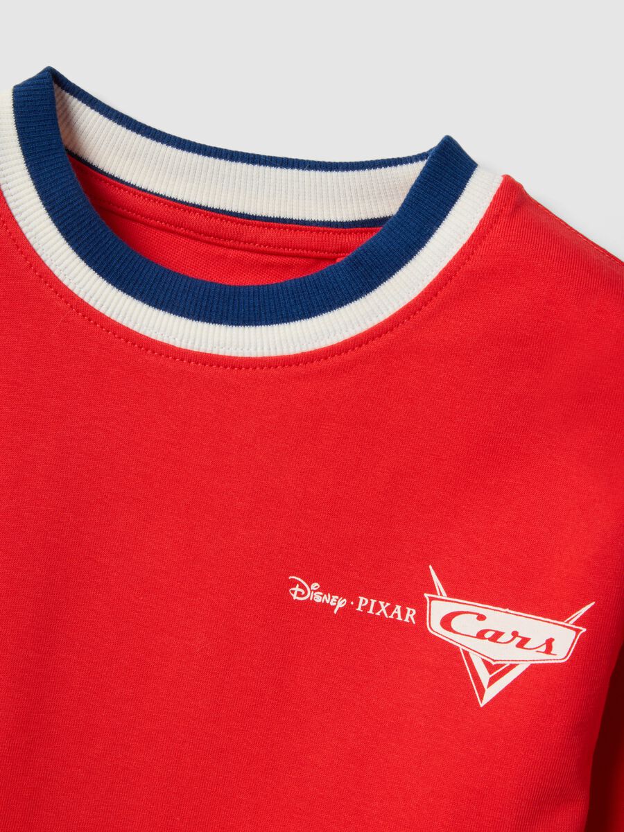 Red kids&rsquo; pure cotton T-shirt with Cars print, oversized fit_2