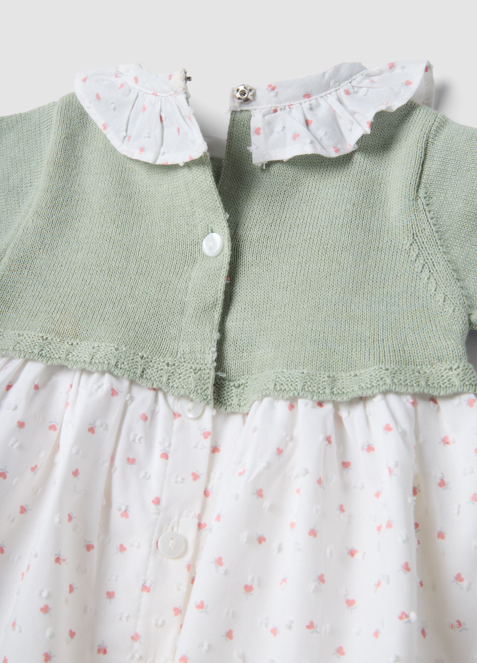 Baby girl's multicolour pure cotton dress with ruffle collar