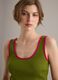 Green pure cotton ribbed tank top_0