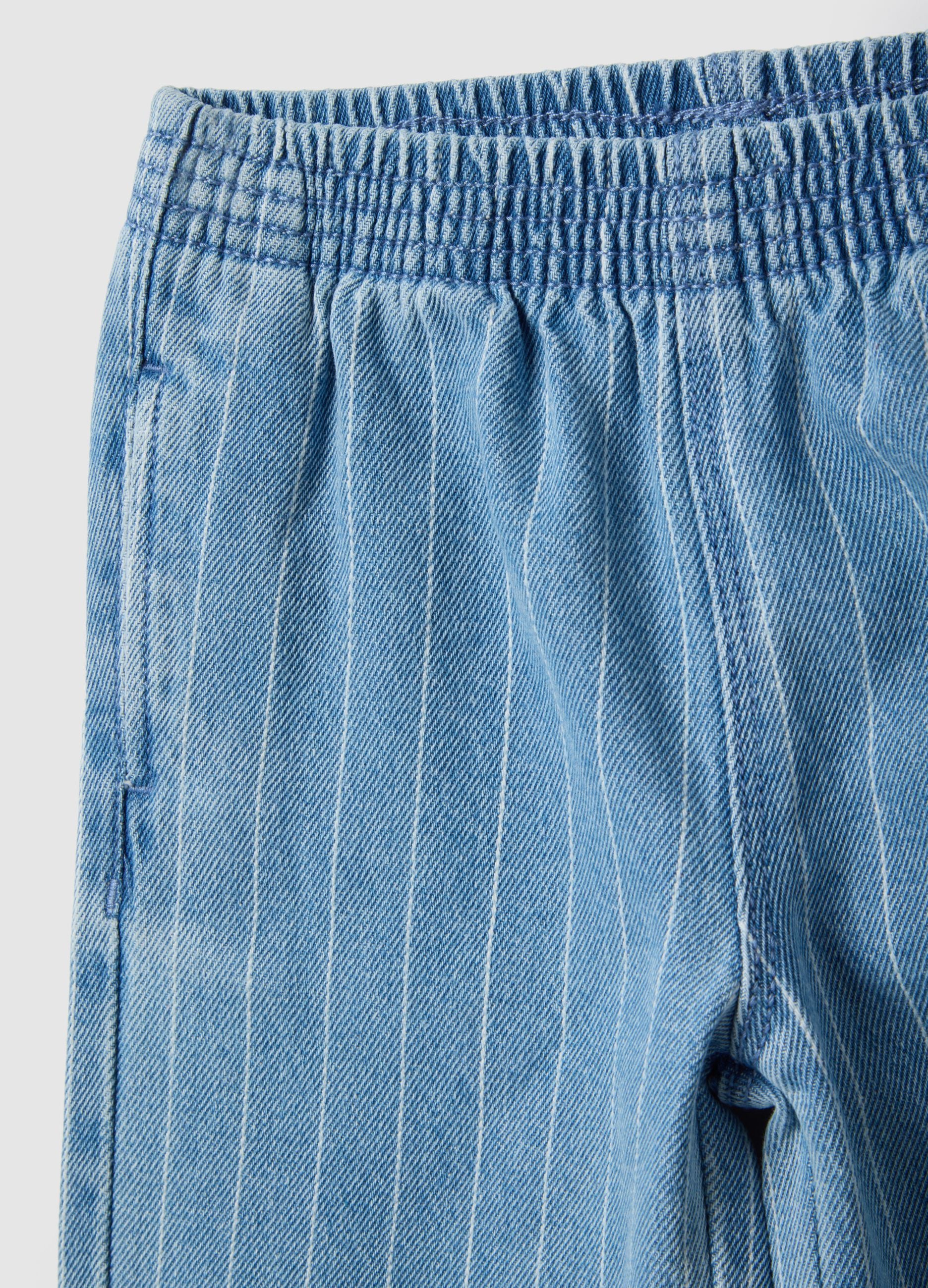 Blue wide leg cotton blend trousers for girls