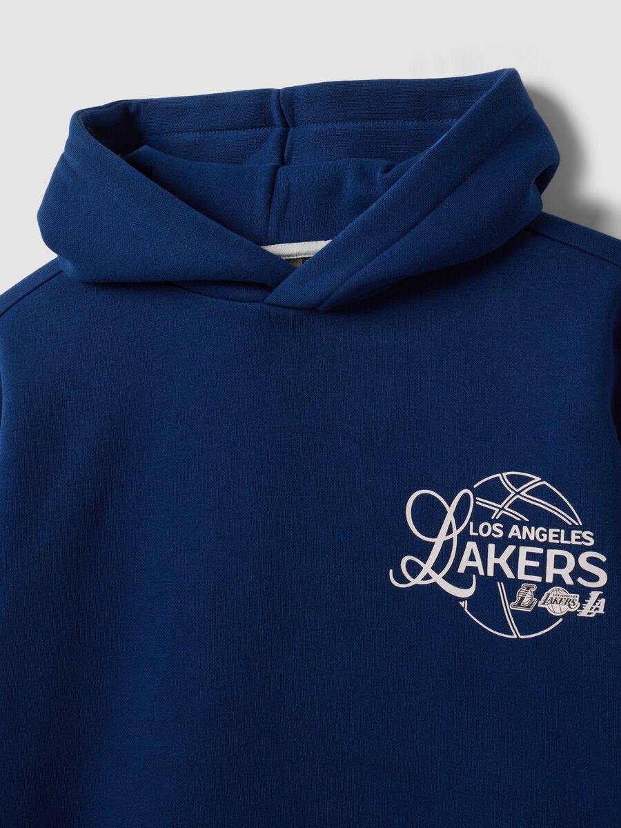 Blue cotton-blend hoodie with Lakers print for boys_2