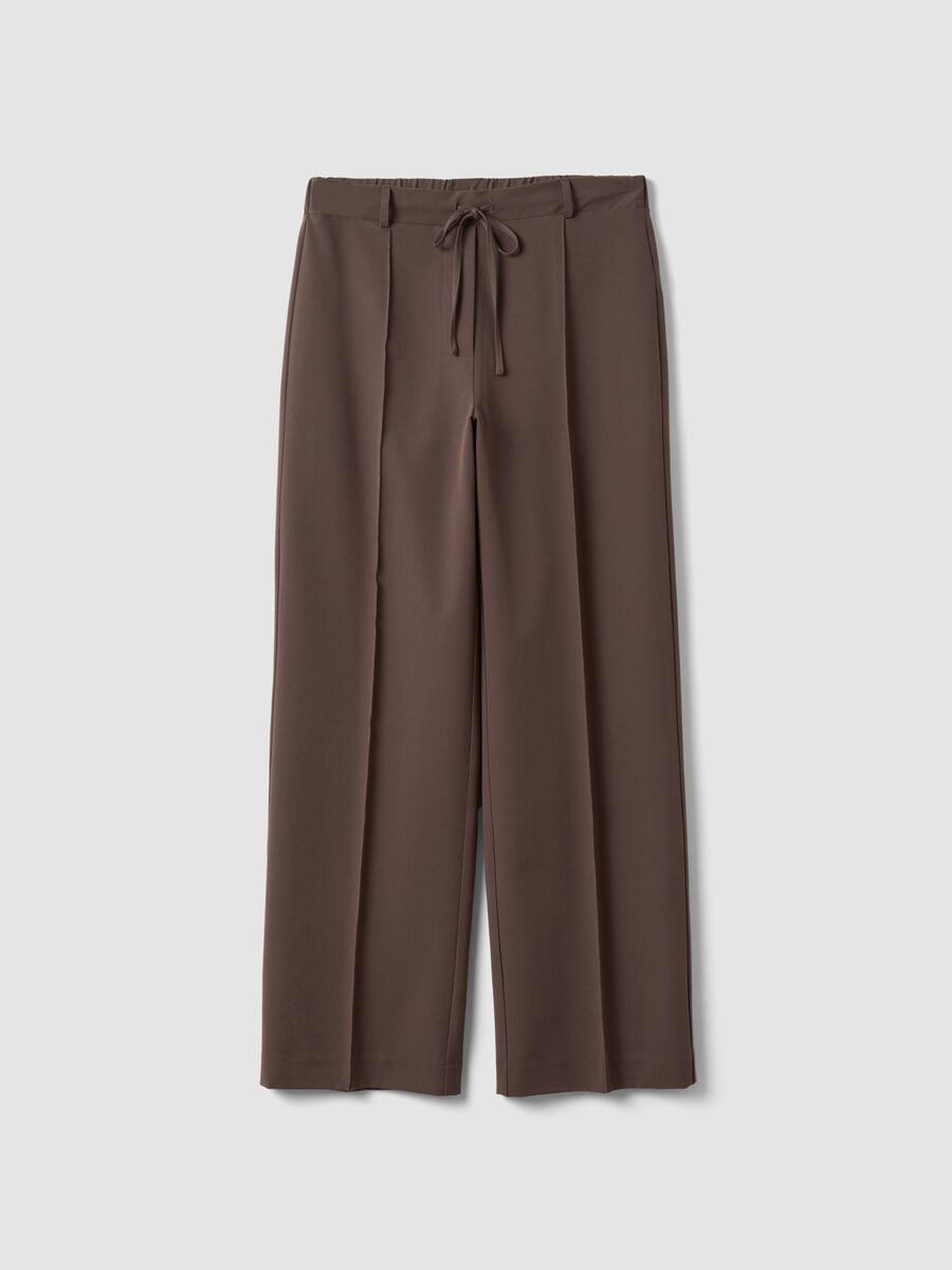 Brown stretch-viscose straight-fit trousers_4