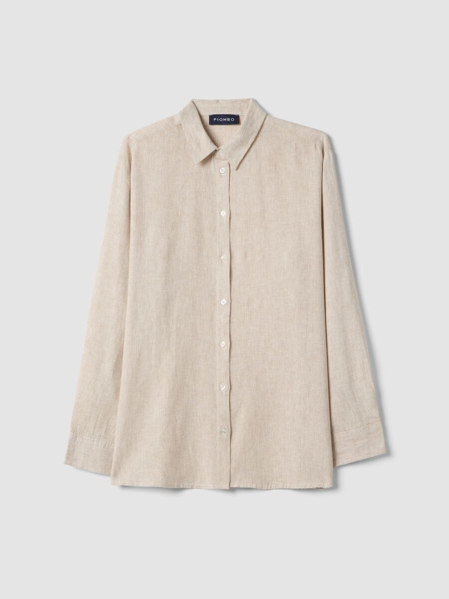 Multicoloured striped linen blend shirt with regular fit_4