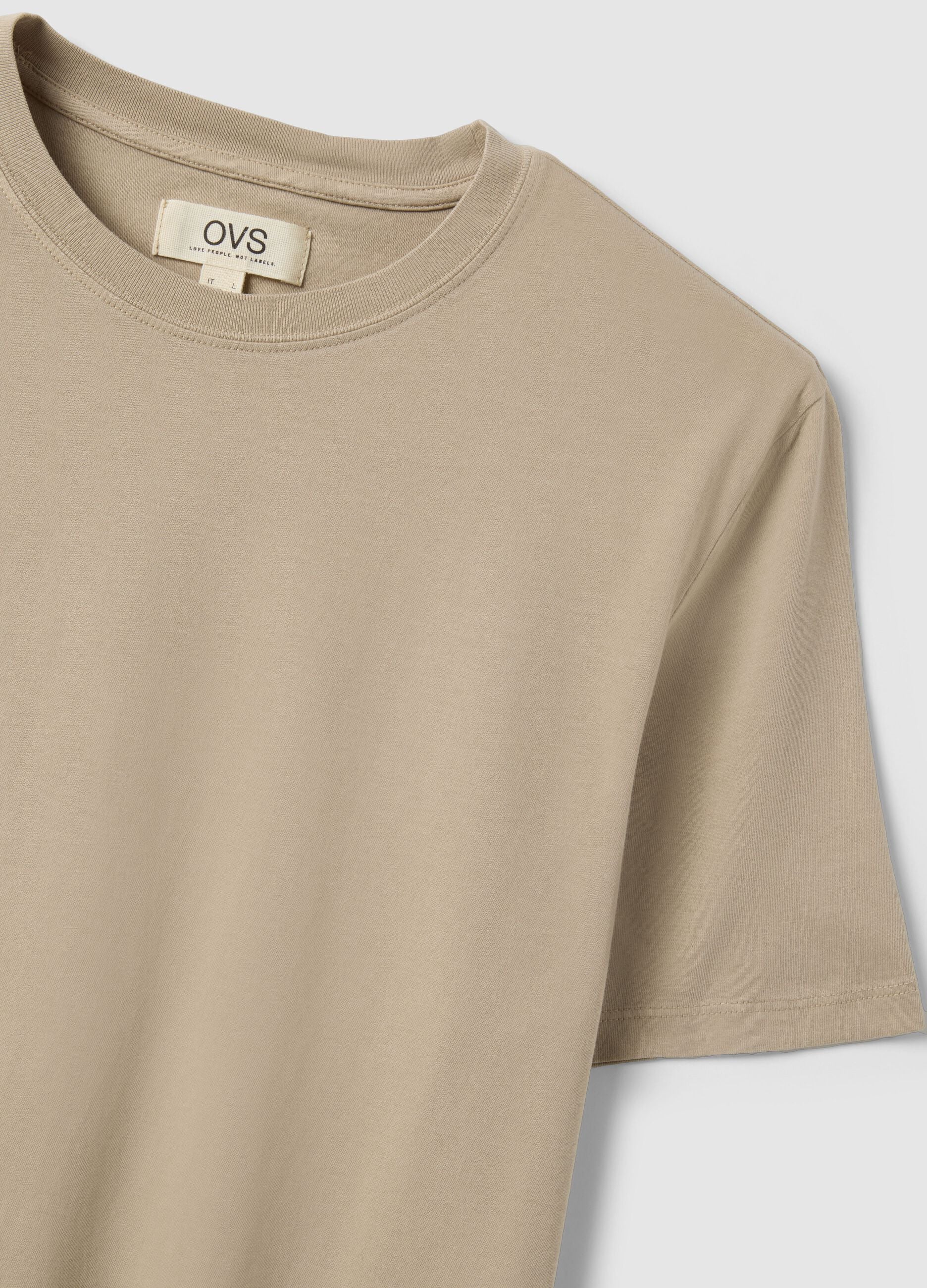 Beige short-sleeve t-shirt in pure Italian cotton