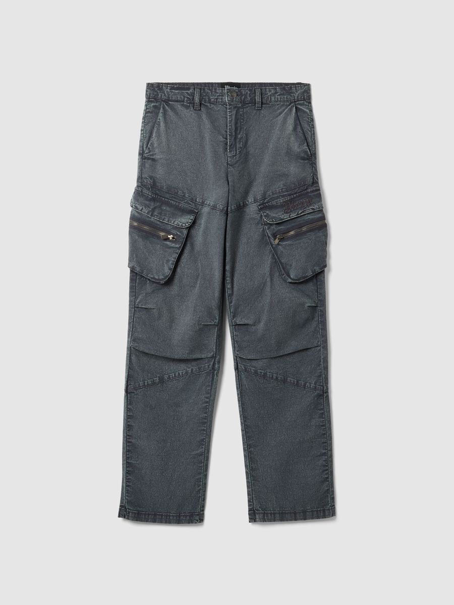 Washed Grey Cargo Trousers_0