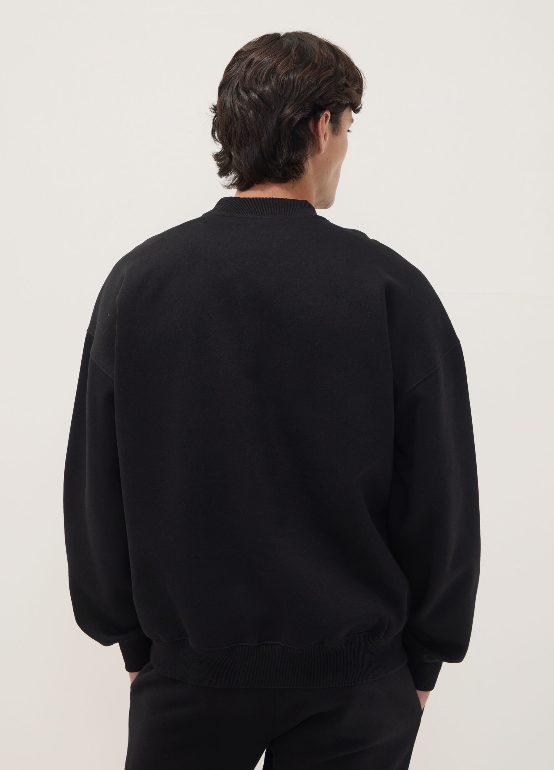 Black cotton-blend sweatshirt with front logo