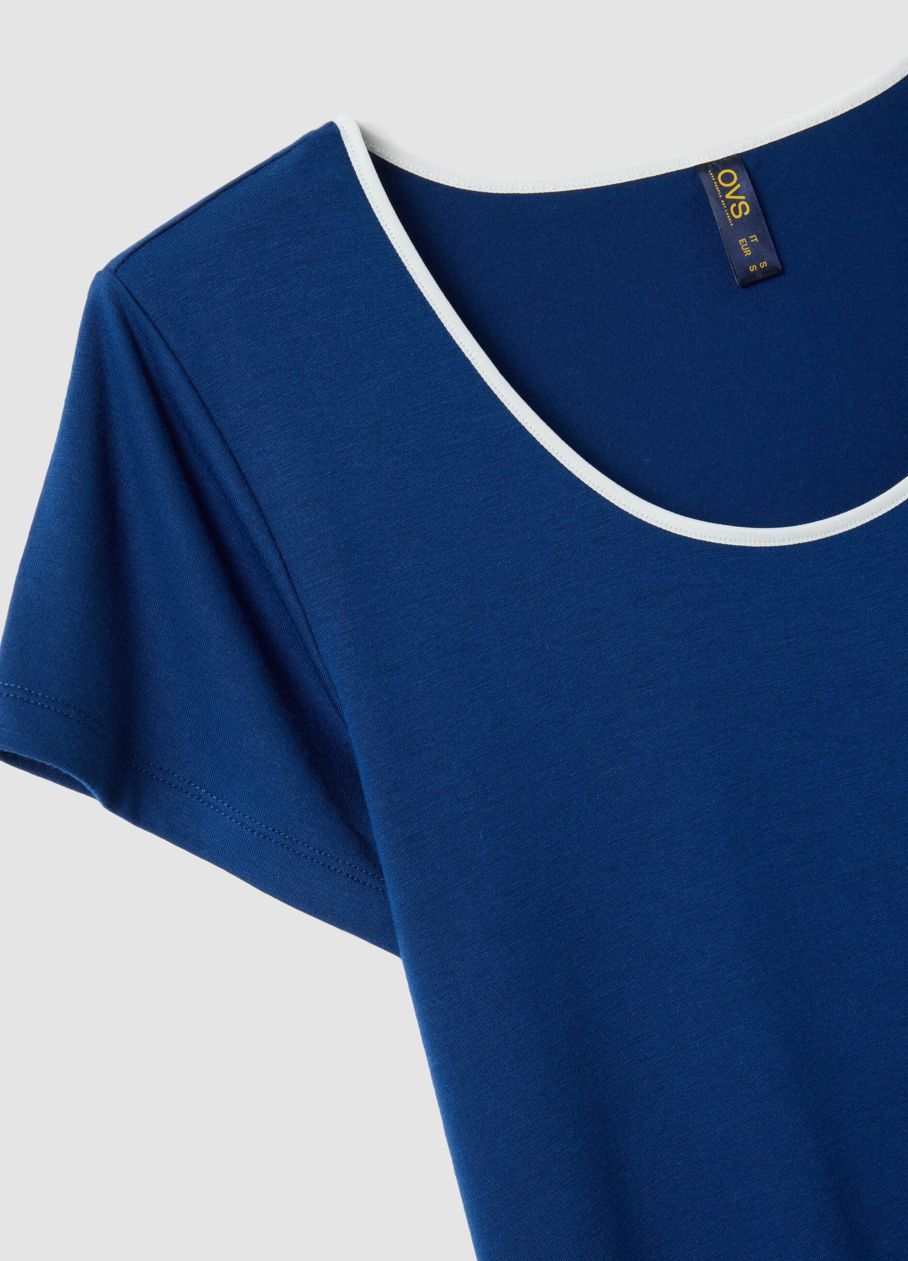 Blue Regular Fit Stretch Viscose Blend Pyjama Top