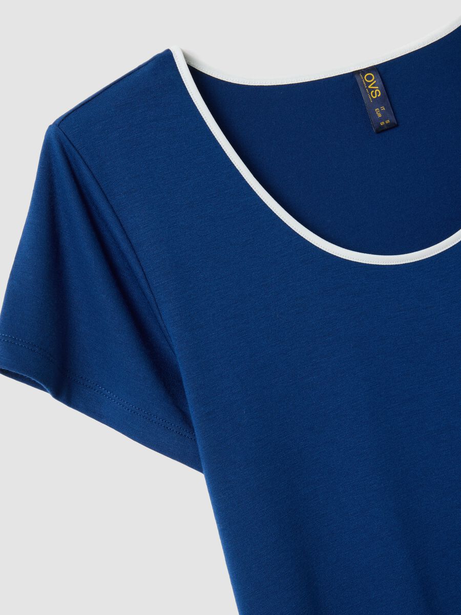 Maglietta pigiama in misto viscosa elasticizzata blu regular fit_5