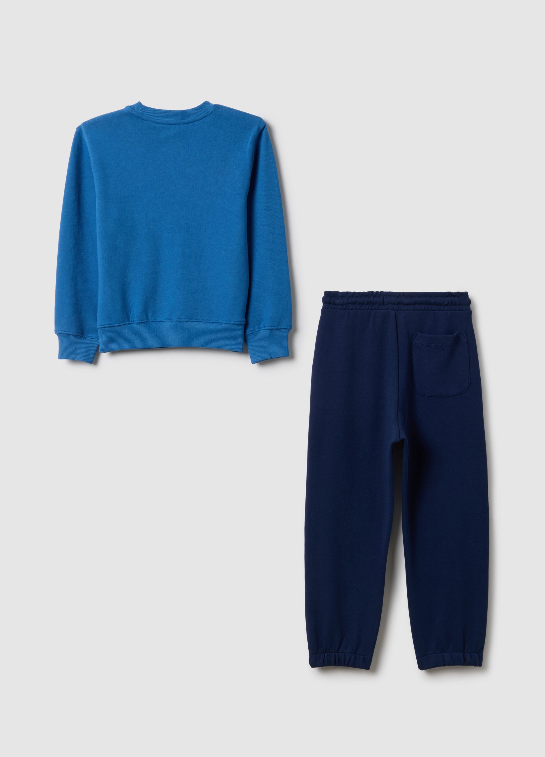Blue pure cotton regular fit sweatshirt and trousers set for boys with print