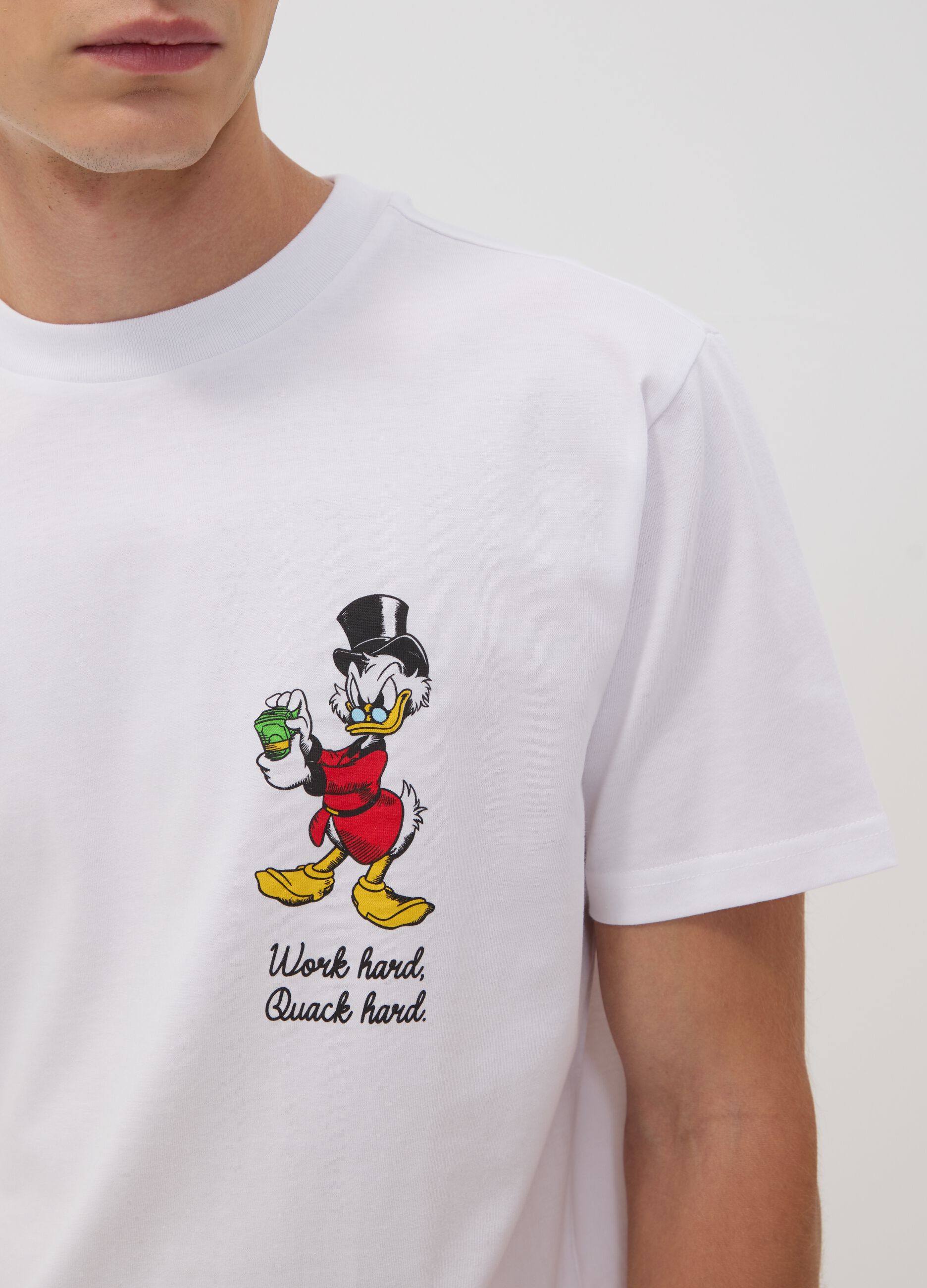 White pure cotton T-shirt with Disney print