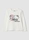 White stretch cotton Hello Kitty print T-shirt for girls_0