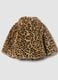 Brown padded animal print jacket with buttons for baby girl_1
