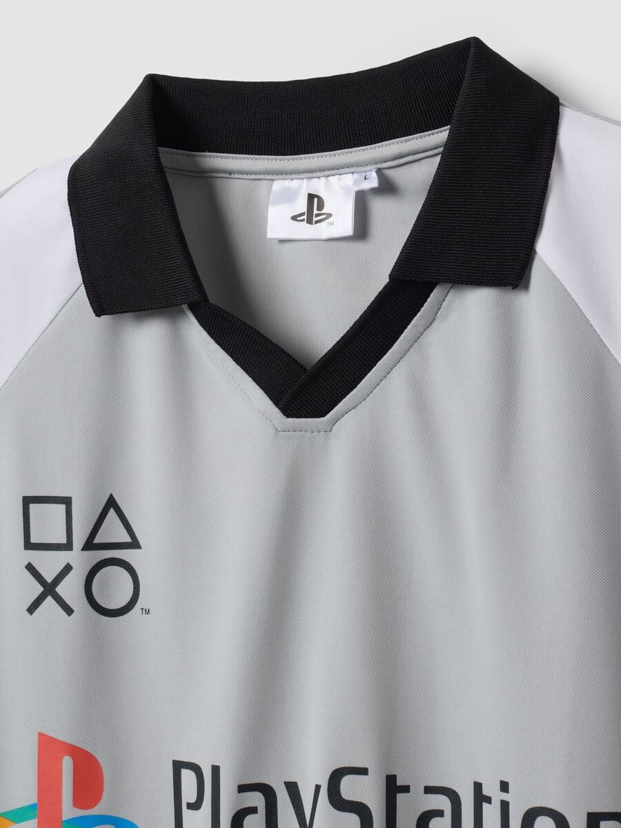 Grey PlayStation V-neck short-sleeve T-shirt_1