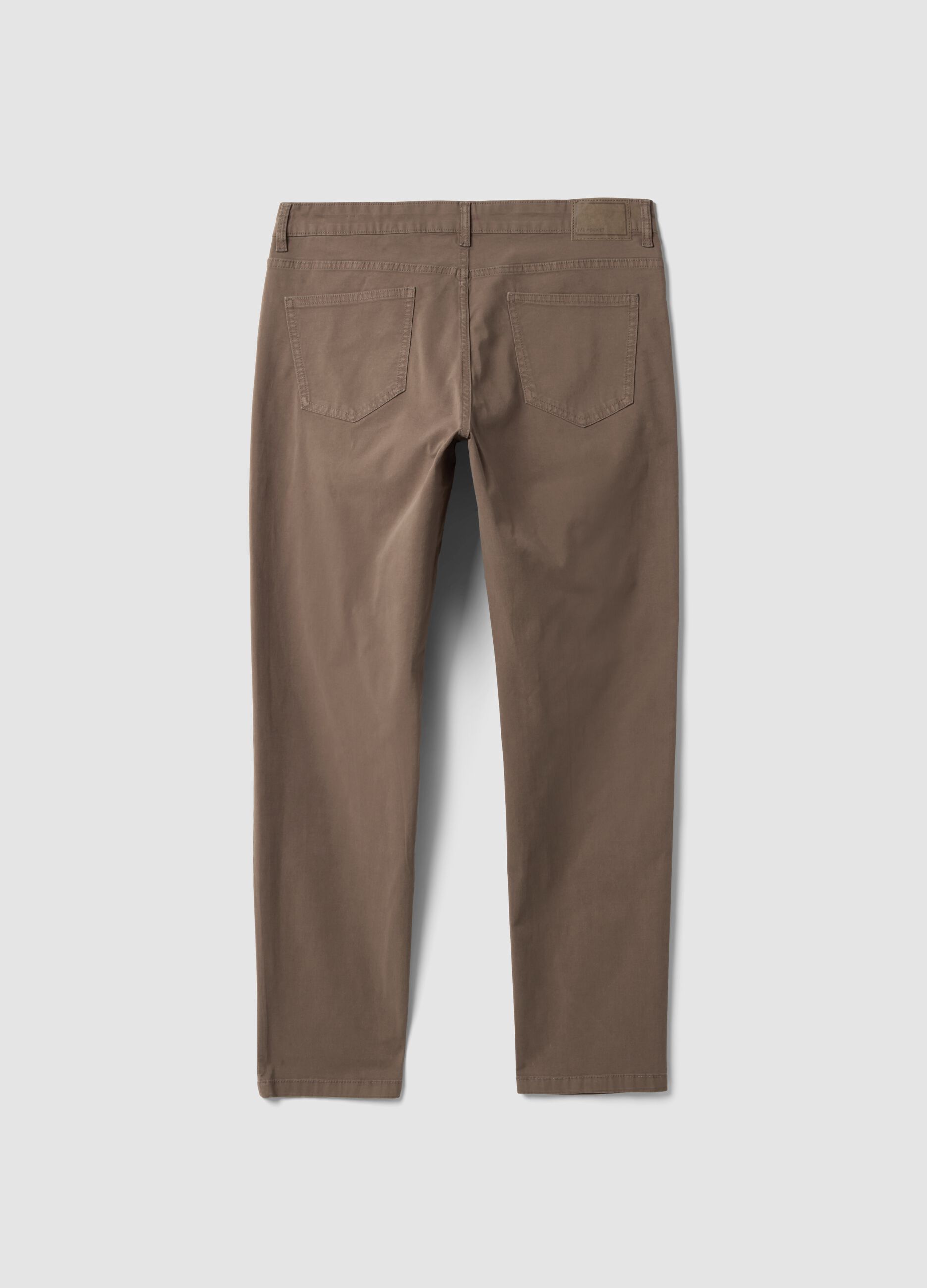 Brown slim-fit stretch cotton twill trousers