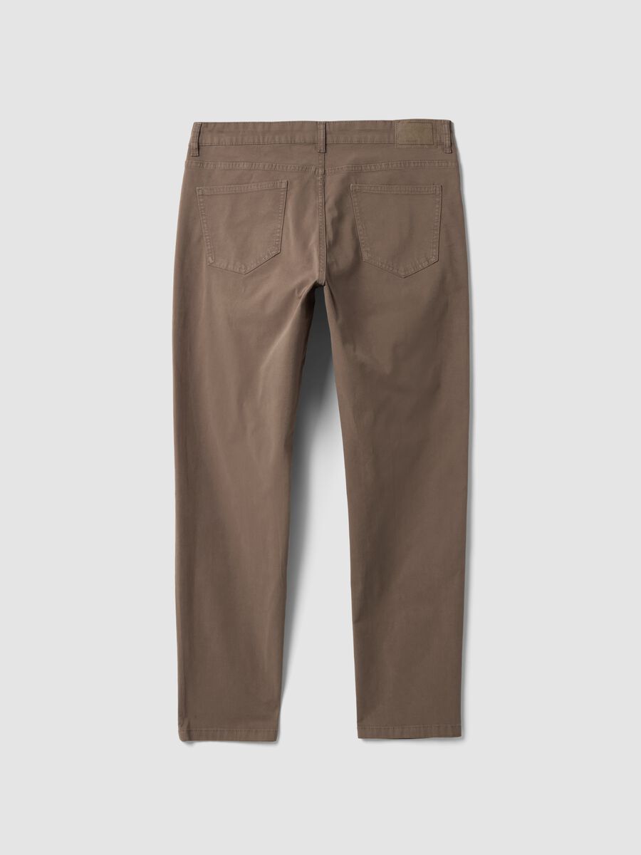 Pantaloni marroni in twill di cotone elasticizzato slim fit_2