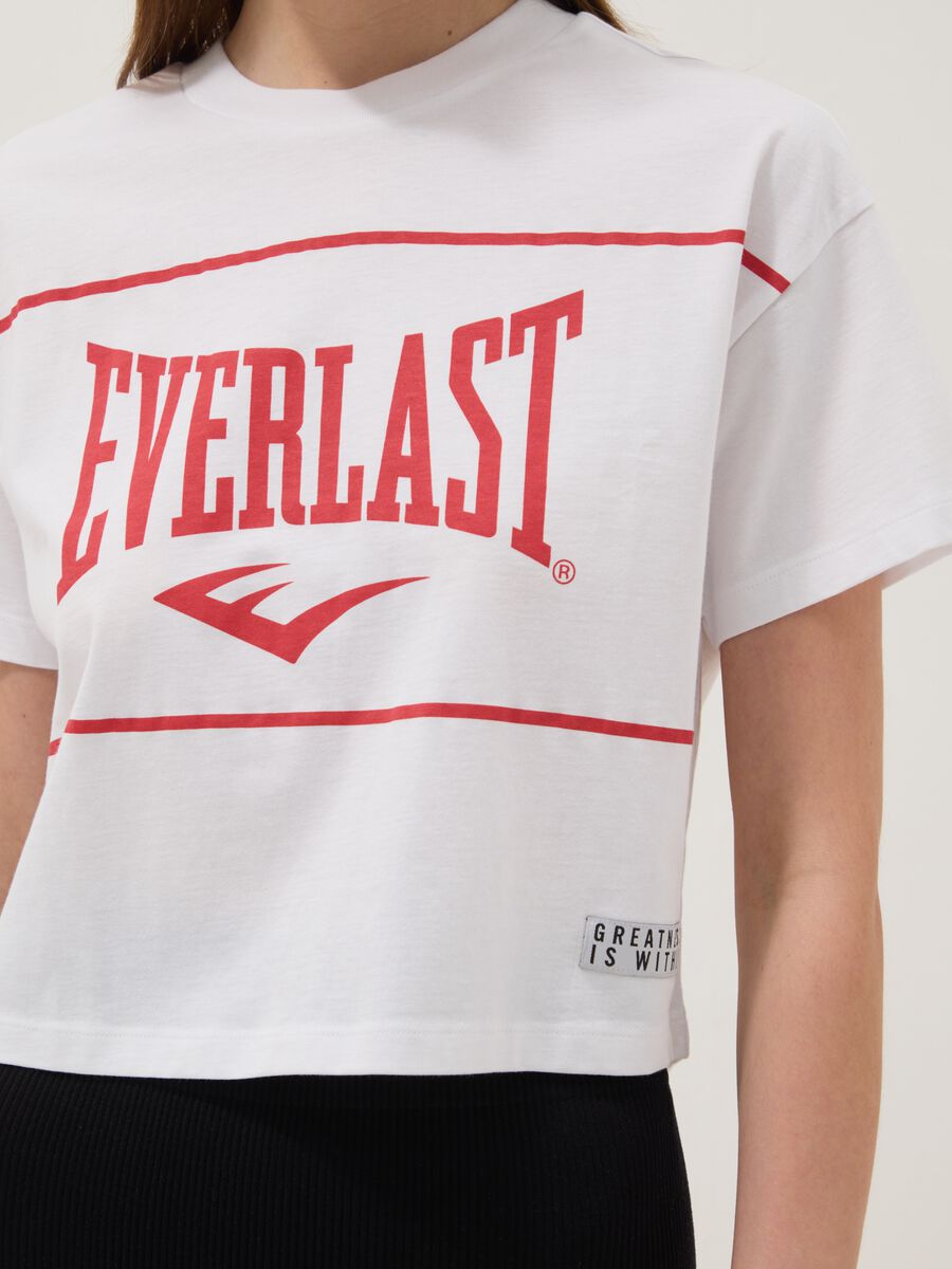 Pure White Cotton T-shirt Regular Fit with Everlast Print_2