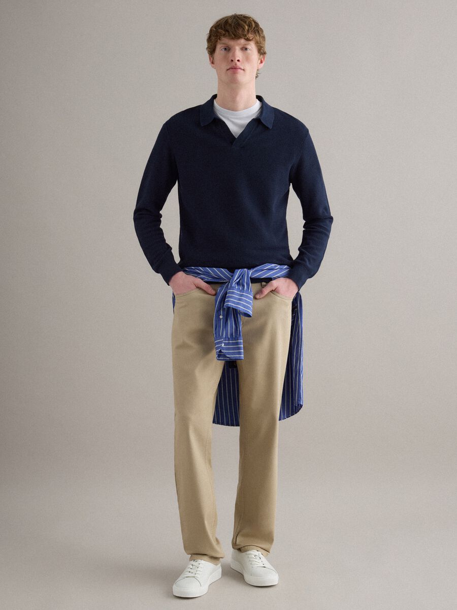 Black Regular Fit Stretch Twill Trousers_1