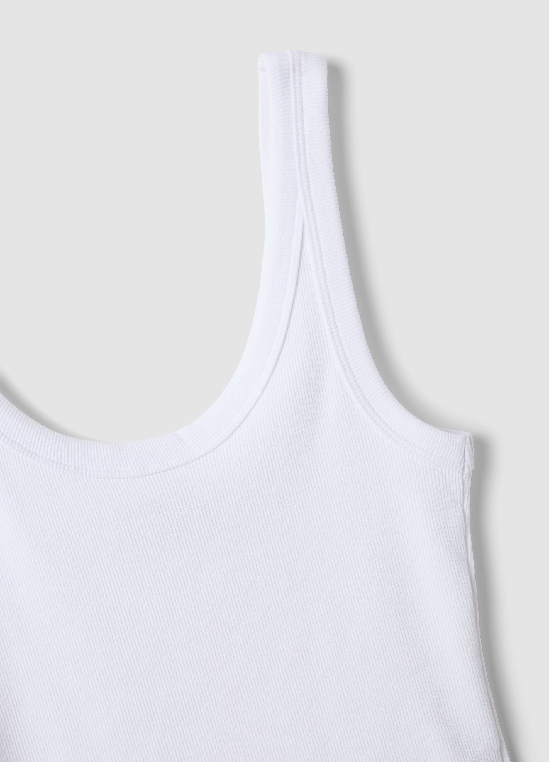 Canotta fitted in cotone elasticizzato bianco