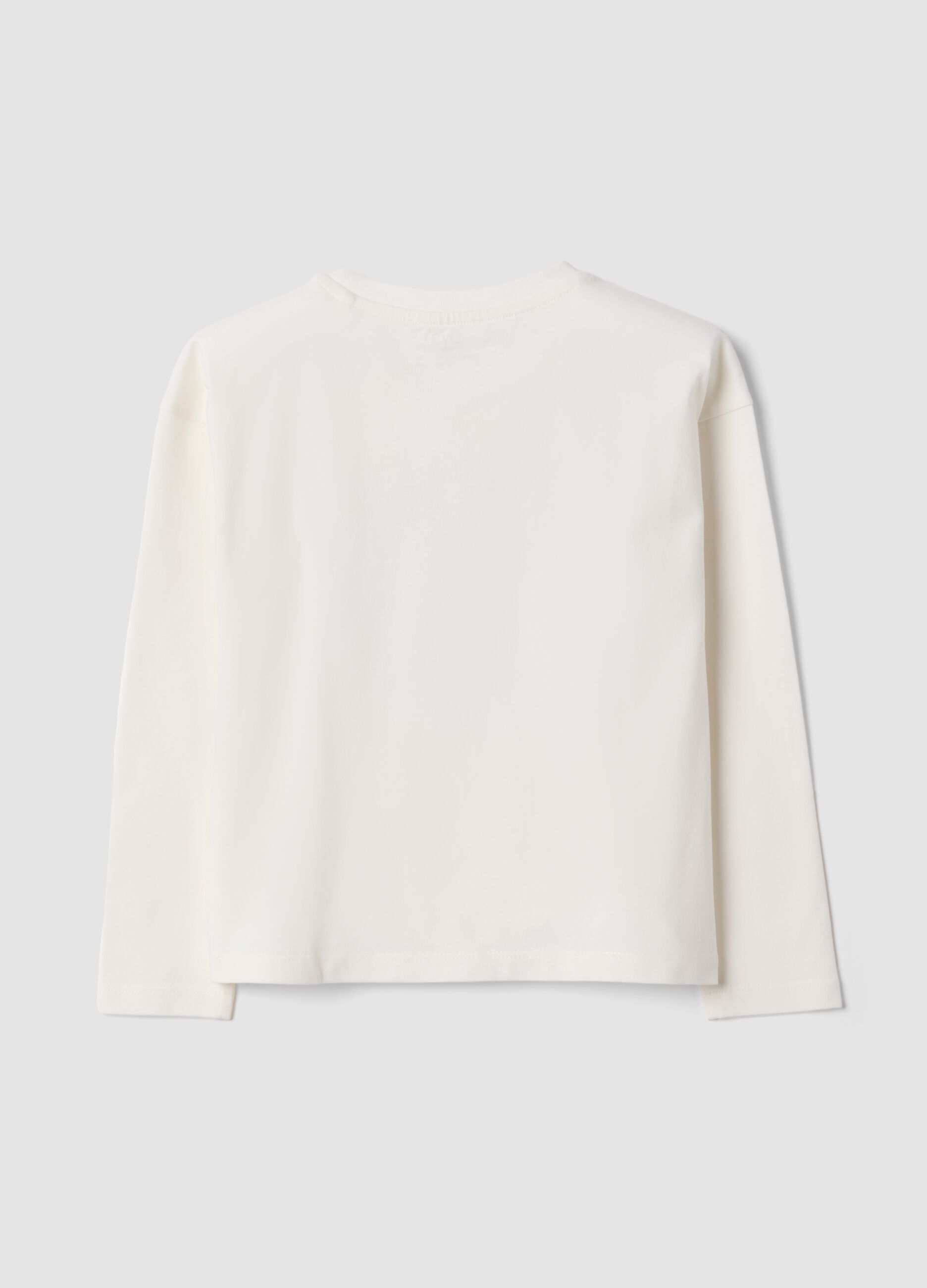 White stretch cotton crew-neck T-shirt