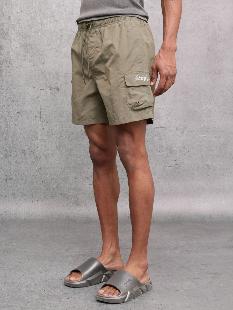 Cargo Swim Shorts Military Green_2